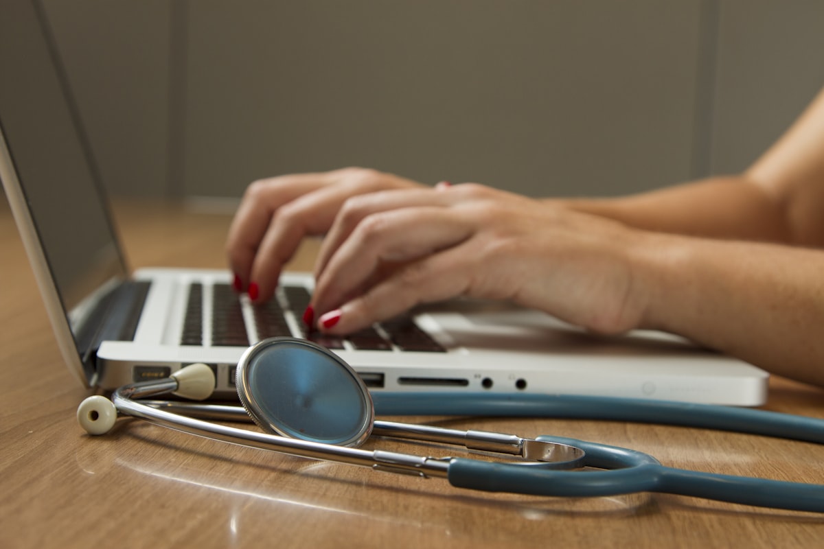 Medical students preparing for online test
